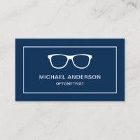 Navy Blue White Eyeglasses Eye Doctor Optometrist Business Card