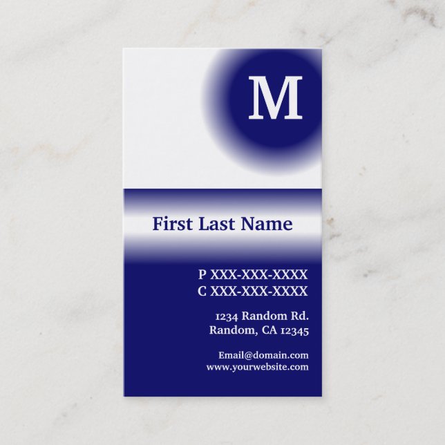 Navy blue white fade vertical business cards (Front)