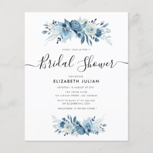 navy blue & white floral bridal shower invitation