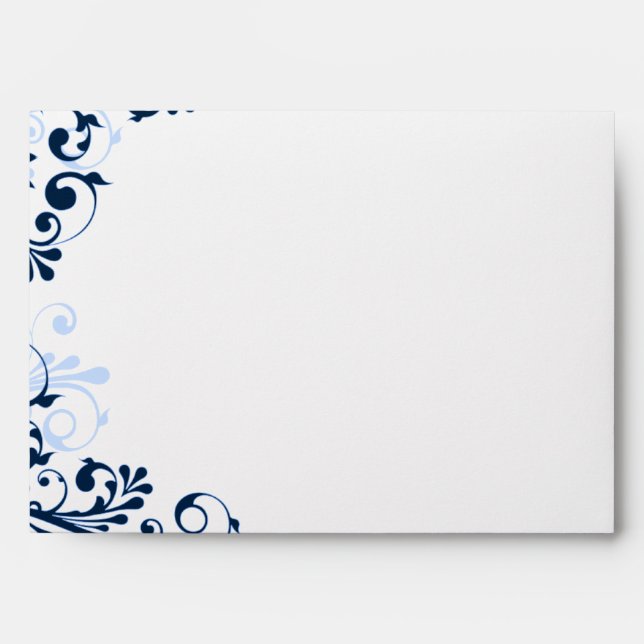 Navy, Blue, White Floral Wedding A7 Envelopes (Front)