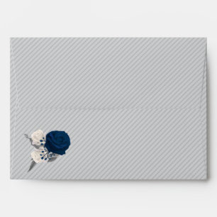 navy blue & white flowers gray wedding envelope