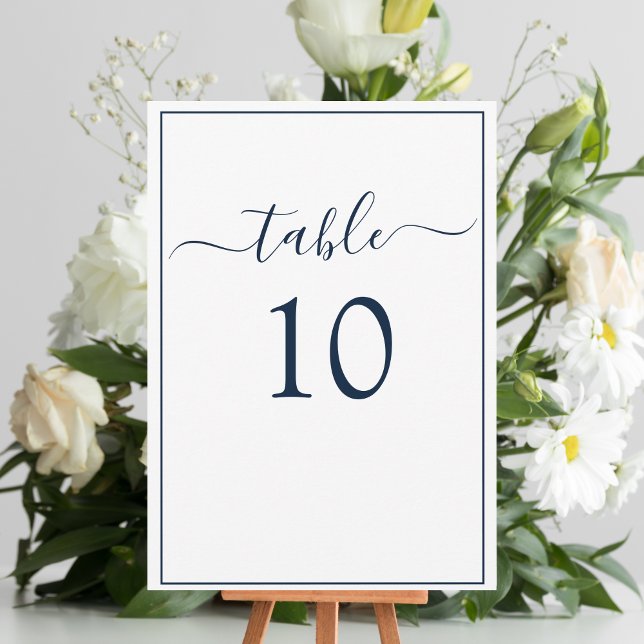 Navy Blue White Formal Elegant Table Number Cards (Creator Uploaded)