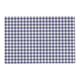 Navy Blue White Gingham Checked Pattern Placemat