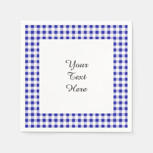 Navy Blue White Gingham Pattern Napkins