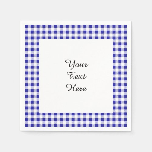 Navy Blue White Gingham Pattern Napkins