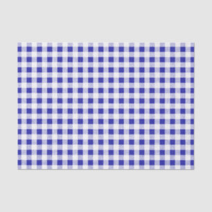Navy Blue White Gingham Pattern Tissue Paper