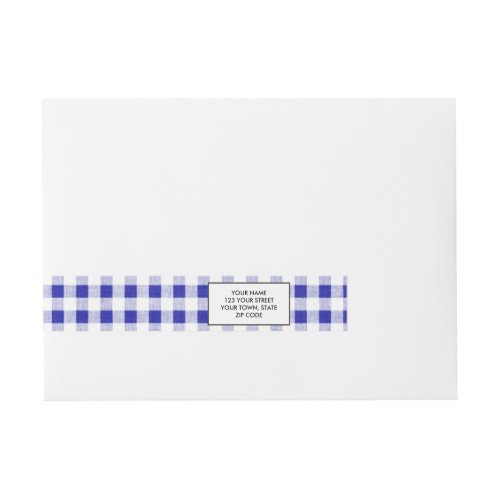 Navy Blue White Gingham Pattern Wrap Around Address Label