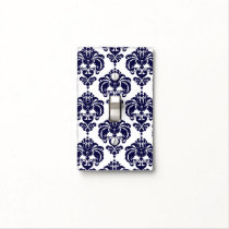 Navy Blue & White Glam Pattern Modern Chic Light Switch Cover