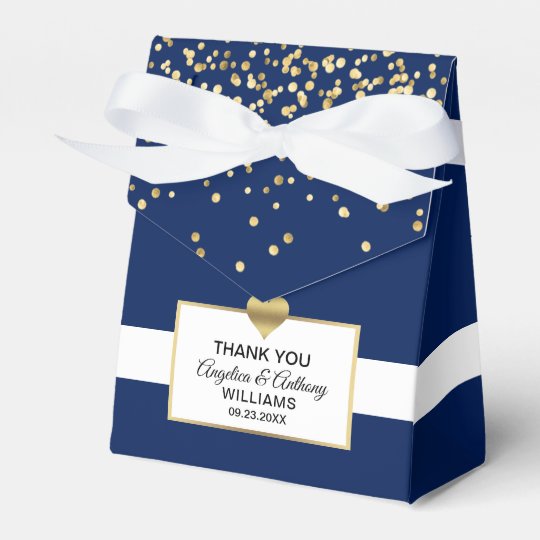 Navy Blue White Gold Heart Party Favor Wedding Box Zazzle Navy Blue White Gold Heart Party Favor Wedding Box