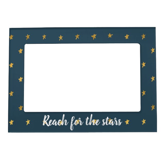 Navy Blue White Gold Stars  Magnetic Frame (Front)