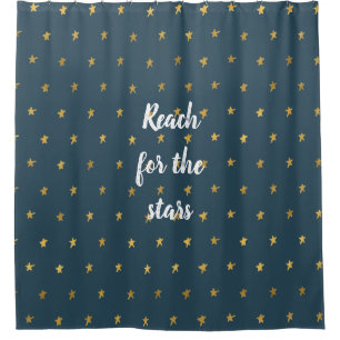 Navy Blue White Gold Stars Shower Curtain