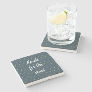 Navy Blue White Gold Stars  Stone Coaster
