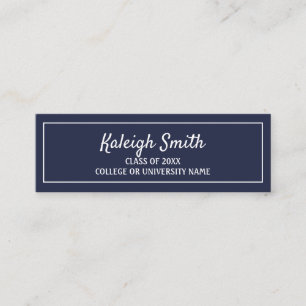 Navy Blue White Graduation Insert Name