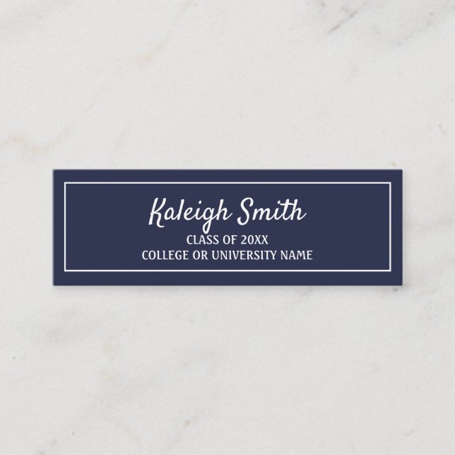 Navy Blue White Graduation Insert Name (Front)