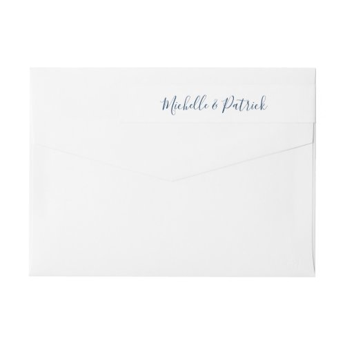 Navy Blue White Handwriting Wedding Return Address Wrap Around Label