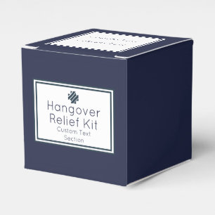 Navy Blue & White Hangover Relief Kit Favor Box