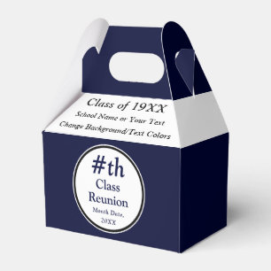 Navy Blue, White, High School Reunion Favor Boxes