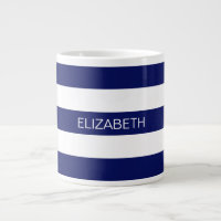 Navy Blue White Horiz Preppy Stripe #3 Monogram