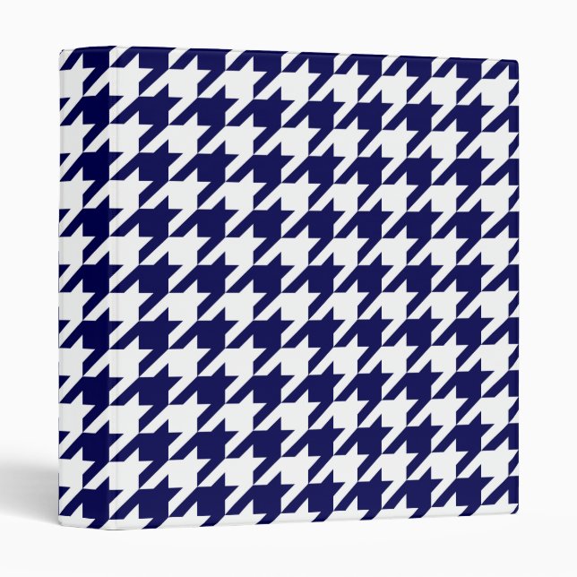 Navy Blue White Huge Houndstooth Binder (Front/Spine)