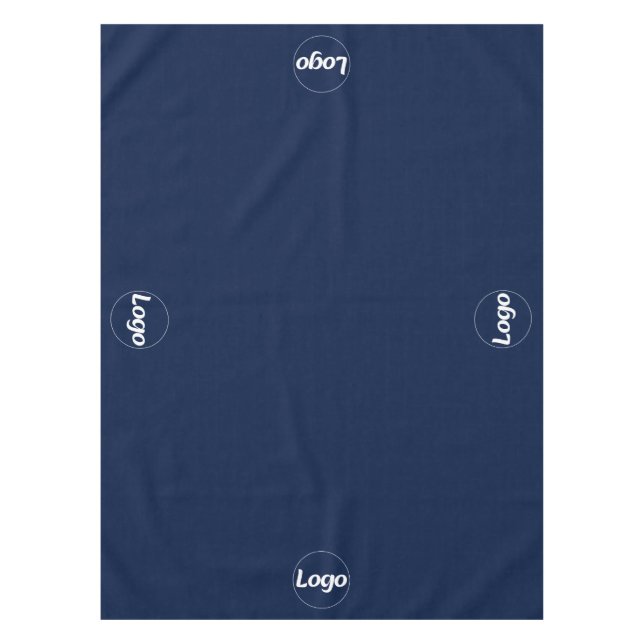 Navy Blue White Logo Business Promotional  Tablecloth (Front)