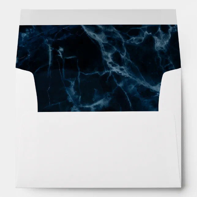 Navy Blue White Marble PrePrinted Address 5x7 Envelope Zazzle
