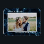 Navy Blue White Marble Wedding Thank You Magnet<br><div class="desc">An elegant navy blue white marble wedding thank you photo magnet.
For more advanced customization of this design,  Please click the "Customize further" link.  Matching items are also available</div>