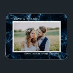 Navy Blue White Marble Wedding Thank You Magnet<br><div class="desc">An elegant navy blue white marble wedding thank you photo magnet.
For more advanced customization of this design,  Please click the "Customize further" link.  Matching items are also available</div>