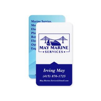 Navy Blue / White Marine Services Logo QR Code URL Business Card