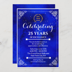 Navy Blue & White Milestone Business Event Invite
