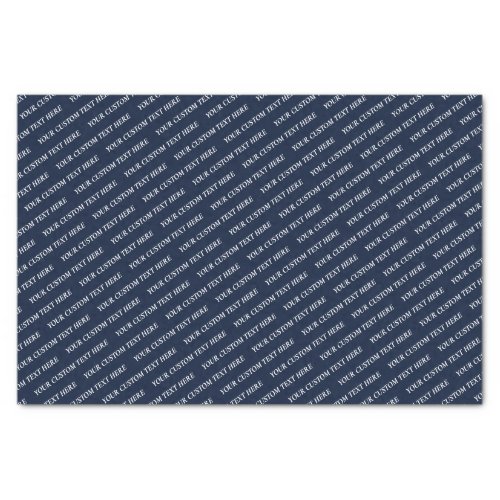 Navy Blue  White Minimal Custom Text Tissue Paper