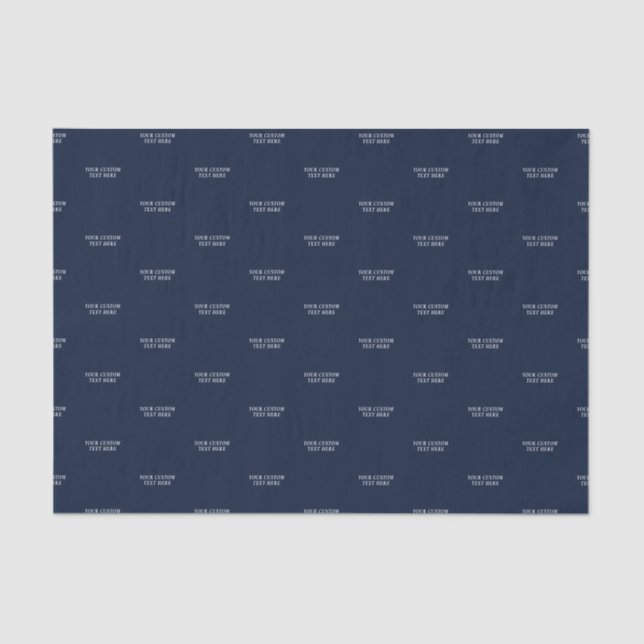 Navy Blue & White Minimal Custom Text Tissue Paper (Front)