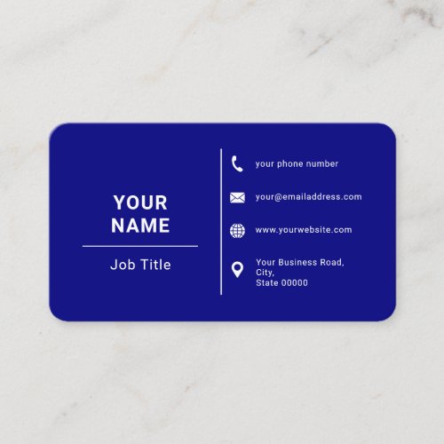 Navy Blue White Minimalist Custom Logo Typography  Business Card