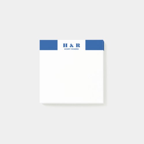 Navy_Blue  White Minimalistic Modern Monogram Post_it Notes