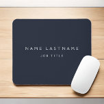 Navy Blue White Modern Elegant Professional Classy Mouse Pad<br><div class="desc">Custom Luxury Executive Navy Blue and White Minimalist Business Mousepad (Mouse Pad) with white lettered typography for the monogrammed add your own name and profession or job title. The Business Professional Name Plate can be customized with your name and job title. Please contact the designer for customized matching items.</div>