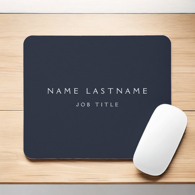 Navy Blue White Modern Elegant Professional Classy Mouse Pad (Creator Uploaded)