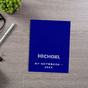 Navy blue white modern notebook