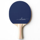 Navy Blue White Modern Script Girly Monogram Name Ping Pong Paddle Navy Blue White Modern Script Girly Monogram Name Ping Pong Paddle