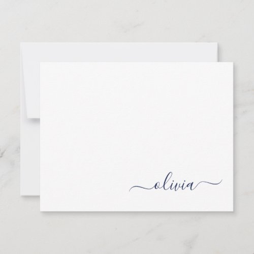 Navy Blue White Modern Script Girly Monogram Name
