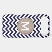 Navy Blue White Monogram Chevron Pattern Case-Mate iPhone Case (Back (Horizontal))