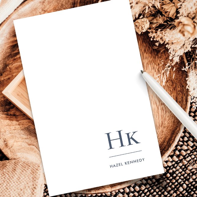 Navy Blue White Monogram Classic Personalized Stationery (Creator Uploaded)