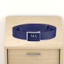 Navy blue white monogram initails name minimalist belt