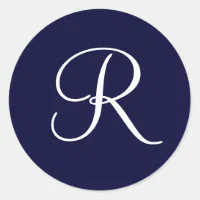 Navy Blue On White Basic Monogram R Sticker for Sale by rewstudio