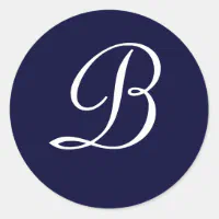 Navy Blue & White Monogram Initial Seal B, Zazzle