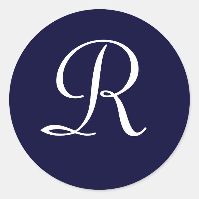 Navy Blue & White Monogram Initial Seal "R" (Front)