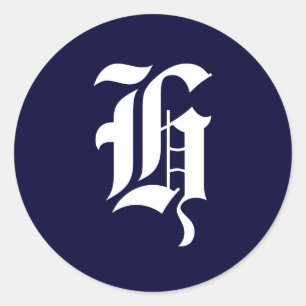 Navy Blue & White Monogram Initial Seals "H"