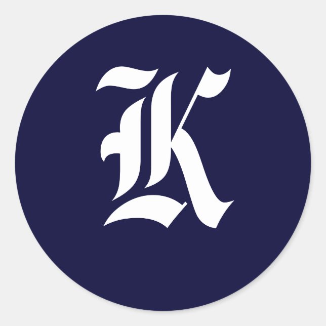 Navy Blue & White Monogram Initial Seals "K" (Front)