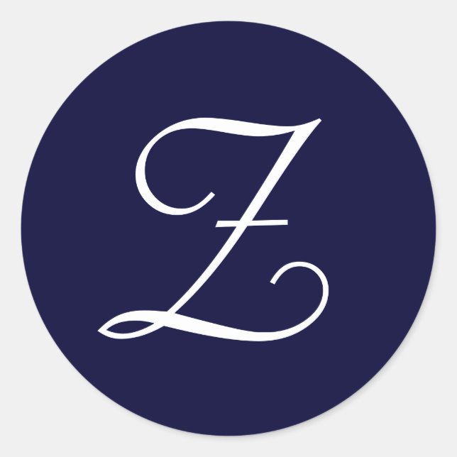 Navy Blue & White Monogram Initial Seals "Z" (Front)