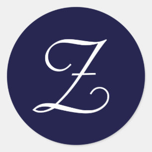 Navy Blue & White Monogram Initial Seals "Z"