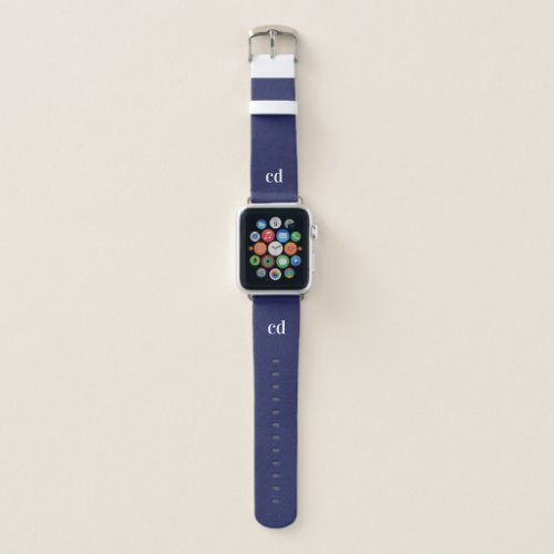 Navy blue white monogram minimalist apple watch band