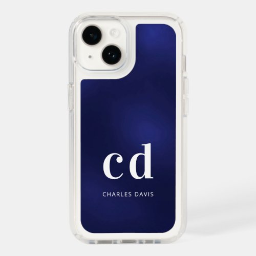 Navy blue white monogram name initials minimalist speck iPhone 14 case